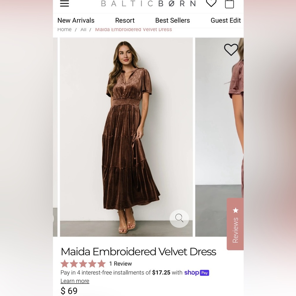 Baltic Born Brown Velvet Maxi Dress